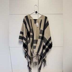 NWT Banana Republic Cashmere Blend Wrap Erin Plaid Neutral